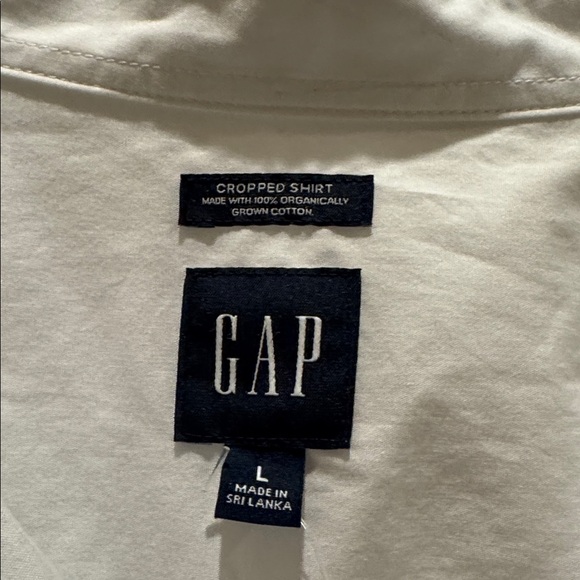 GAP Crisp White Cropped Cotton Collared Button Long Sleeve Shirt Size Large NEW - Picture 3 of 11
